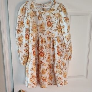 btween White Dress with Mustard Floral Print